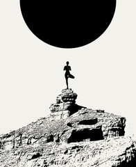 Vector minimalistic placard with illustration. Creative abstract artwork with hand drawn silhouette .