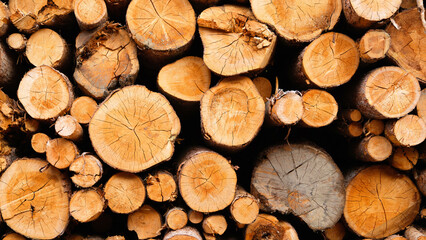 Logs as a background. Texture of natural wood. Natural texture. Large resolution photo for the design.