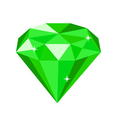 Fototapeta premium Beautiful shiny emerald. Green gems. Gemstone vector icon.