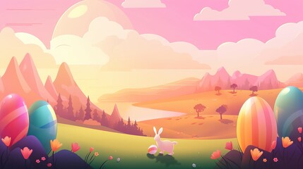 easter colorfull background - Generative AI