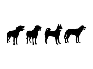 silhouettes of dogs. dog silhouette set vector design and illustration. dog silhouette set vector design with white background.
