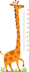 Funny giraffe. Meter wall or height chart
