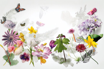 A Botanical Rainbow: A Delicate Garden of Flowers and Plants in a Floral Environment