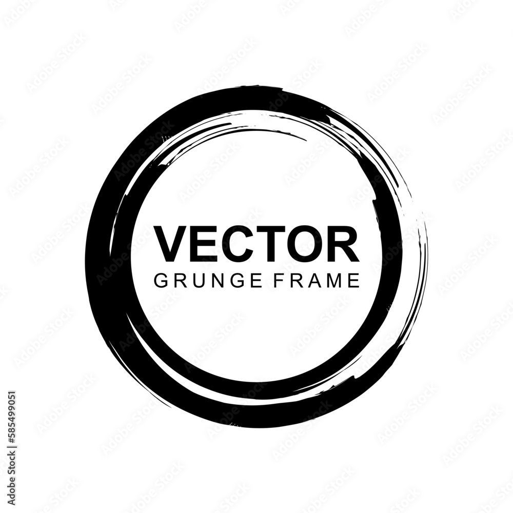 Poster grunge circle vector frame. black grunge round shape with brush stroke and space for text. vector il