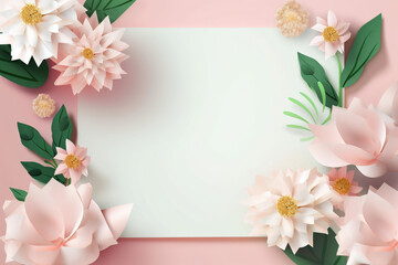 A Detailed and Dreamy Pastel Floral Frame on a Light Pink Background