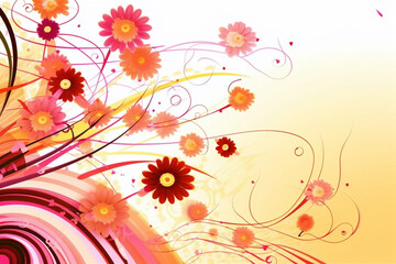 A Vibrant & Colorful Floral Explosion in a Chaotic Flowery Background