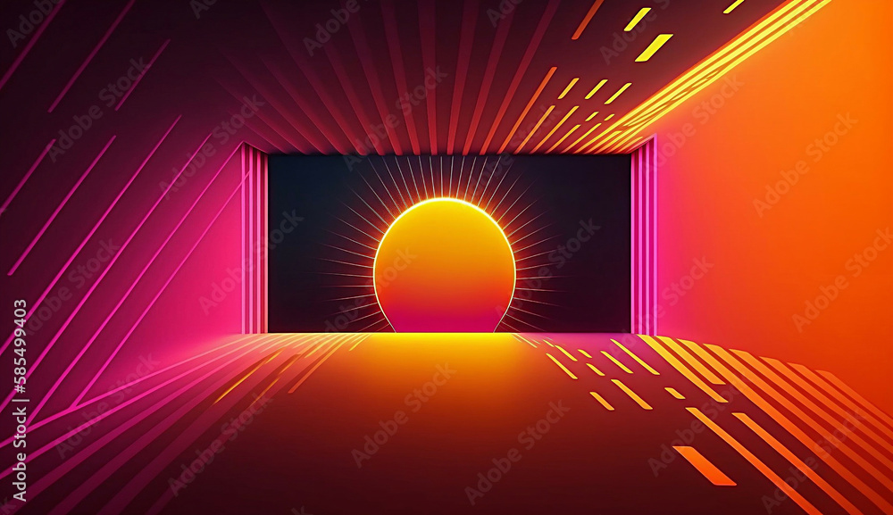 Wall mural alien planet and space abstract background with circles retro neon psychedelic background new qualit