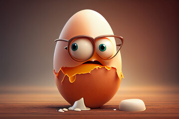 Funny cheerful character, cartoon egg with a smiling face.