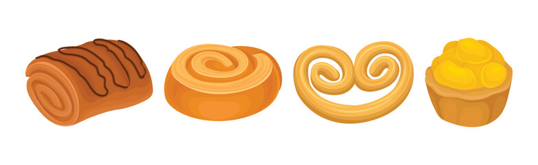 Sweet Pastry and Confection of Flour Vector Set