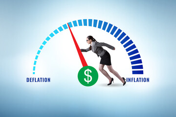 Inflation and deflation business concept