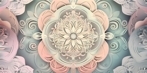 "Sacred Circle" | Pastel Multicolor Relief Mandala Background | Generative AI Artwork