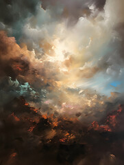A beautiful paradise, oil paint. Generative AI
