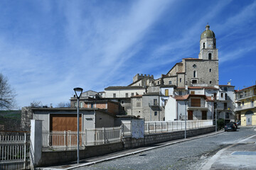 Fototapeta na wymiar Panoramic view of Pietramontecorvino, a medieval village in the state of Puglia in Italy.