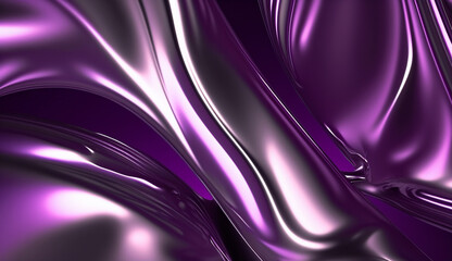 Purple shiny metal texture background, abstract wavy design, element for banners, background, wallpaper, AI