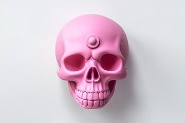 Detailed pink human skull 3d render illustration on isolated white background