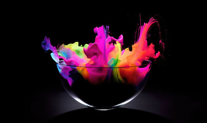 bowl with colours. Generative AI image.	