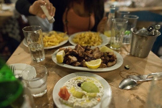 Gyrosteller Abendessen Fleischhaltige Küche Griechenland