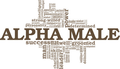 Alpha Male word cloud conceptual design isolated on white background.