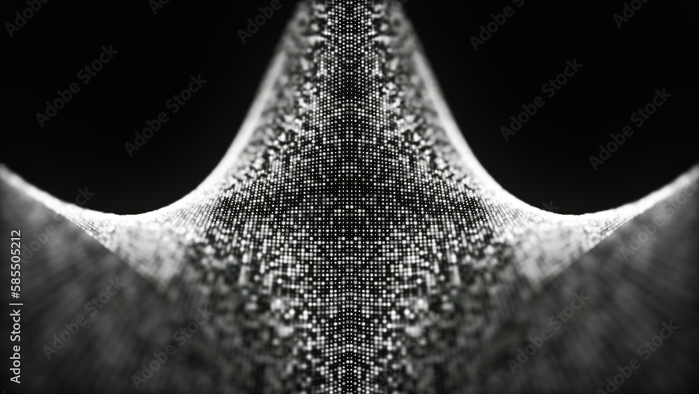 Poster digital technology background. wave of glowing points. futuristic background for presentation design