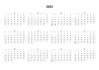 calendar of 2025