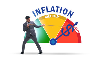 Businessman in the high inflation concept