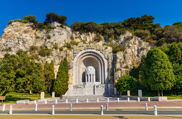 Monument aux Morts Memorial to Fallen on Rauba Capeu in World War I at Chateau Castle Hill in...