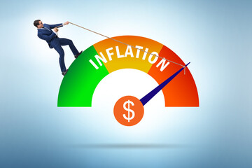 Businessman in the high inflation concept