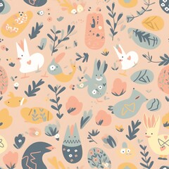 cartoon easter pattern - Generative AI