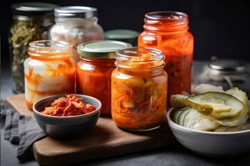 Fototapeta na wymiar jars of pickled vegetables