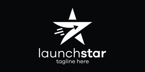 Obraz premium launch logo and star icon vector illustration