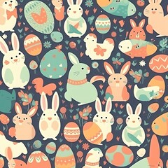 Obraz premium cartoon easter pattern - Generative AI