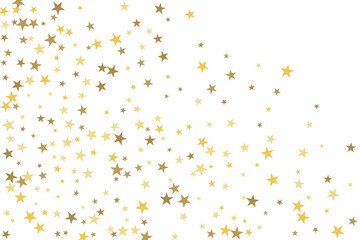 Star confetti. Gold casual confetti background. Bright design pattern.