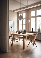 Fototapeta premium Interior design in a beautiful and stylish apartment, perfect for a cozy lifestyle
