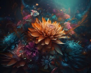 Naklejka na ściany i meble abstract flower texture background, made with generated ai