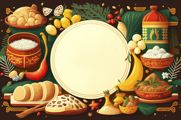 Russian food banner. Design template for russian restaurant with space to write. Generative AI. - obrazy, fototapety, plakaty
