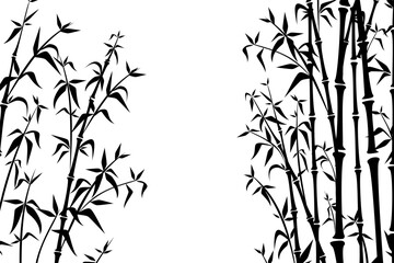 Bamboo forest decoration frame. Vertical borders. Vector isolated design elements.