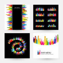 Bar menu design collection. Dividers, spiral decor and cards.