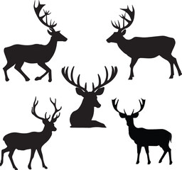 Vector illustration of beautiful deer silhouette