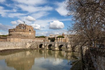 Obraz premium Castel Sant Angelo or Mausoleum of Hadrian in Rome Italy, built in ancient Rome