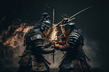 Ancient Japanese Swordman, Samurai, Duel, generative ai