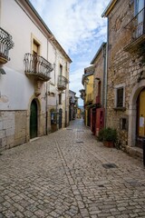 Pietrelcina, Italy. Old houses and streets of the Italian city. Discover the beauty of old Italian cities