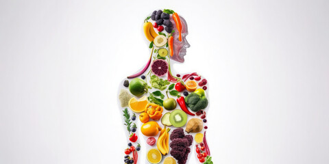 Fresh food in human body, Best nutrition for human concept wallpaper. Fresh and Wholesome Food to Keep You Healthy and Strong. Generative AI