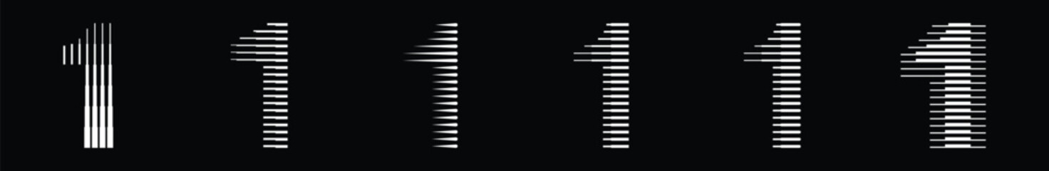 Number 1 Collection with Abstract Lines Pattern