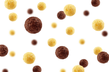 Falling corn ball, isolated on white background, selective focus