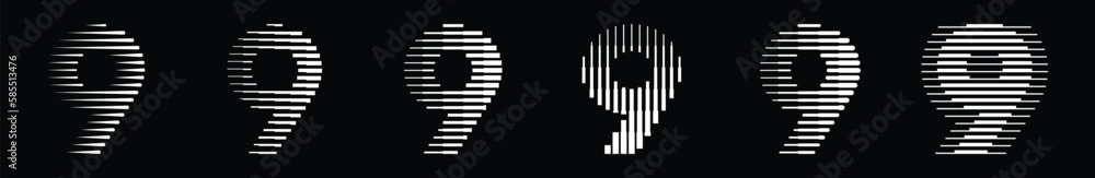 Poster number 9 collection with line pattern