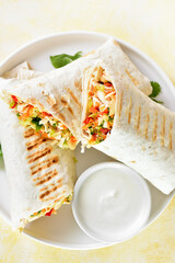 Tortilla wraps with chicken and vegetables