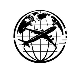 Globe and Airplane icon. Travel/Exploration icon.