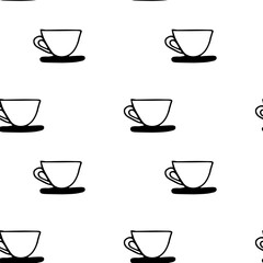 Seamless vector pattern cup and saucer. coffee tea