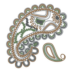 Obraz premium Fashion Graphics, Paisley Design, Print Design for Women's T-Shirts, Paisley Print Pattern, Print placement for Women's T-shirt. You can use silver leaf, rhinestone, sequins in your design