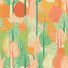 A seamless pattern of Easter trees. AI generated.